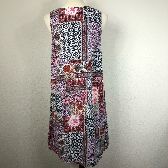 JJill Women’s Pink Dress Multi Color Print Sleeveless Midi Boho Peasant Size S - Picture 8 of 9